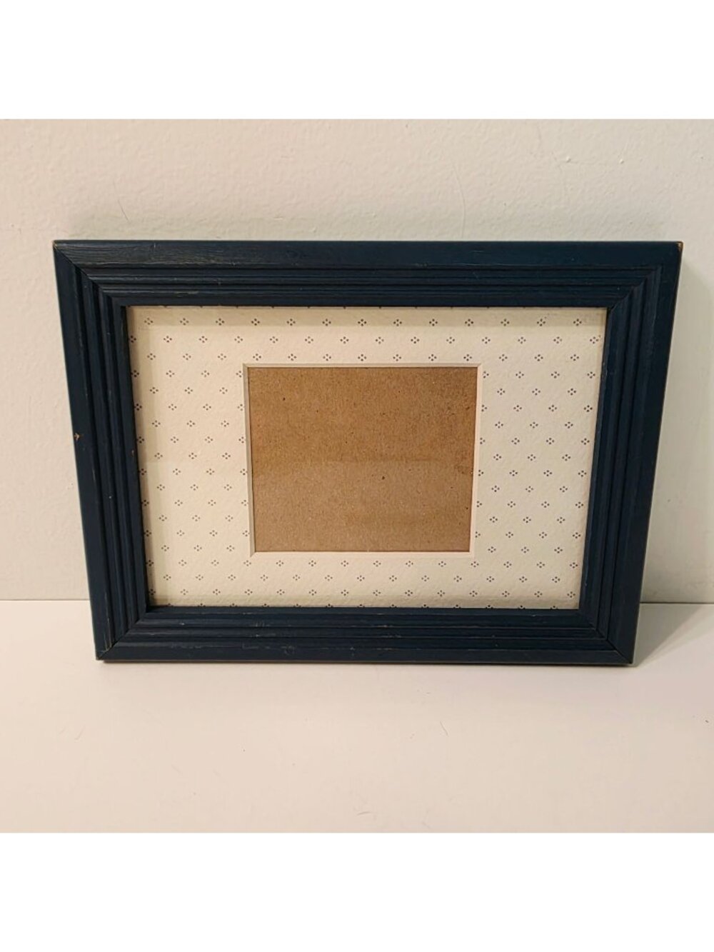 Vtg Blue Wooden Matted Photo Picture Frame Cottagecore Homestead Country Farm